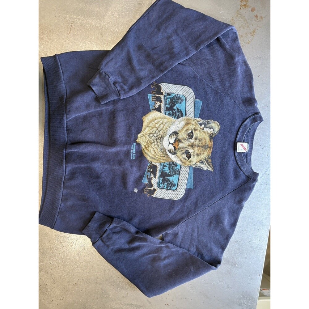 Vintage Jerzees Men's Large Crewneck Pullover Sweatshirt Cougar Graphic Fleece